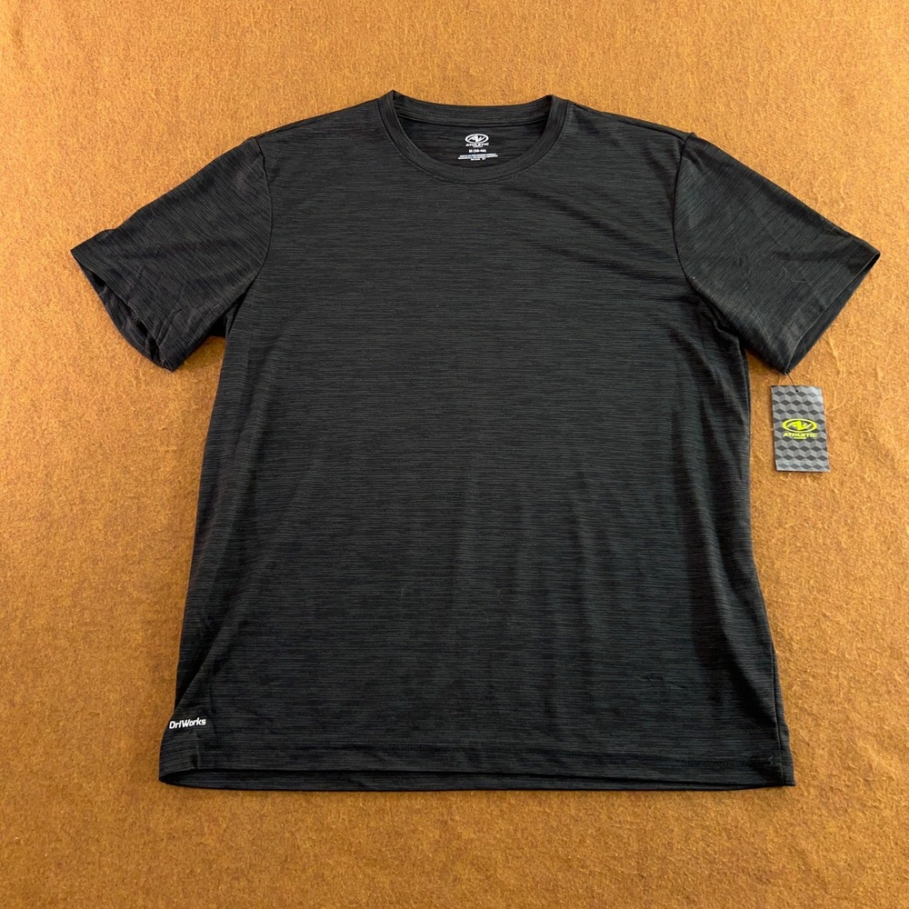 Athletic Works Mens Medium Black Heathered DriWorks Performance T-Shirt NWT
